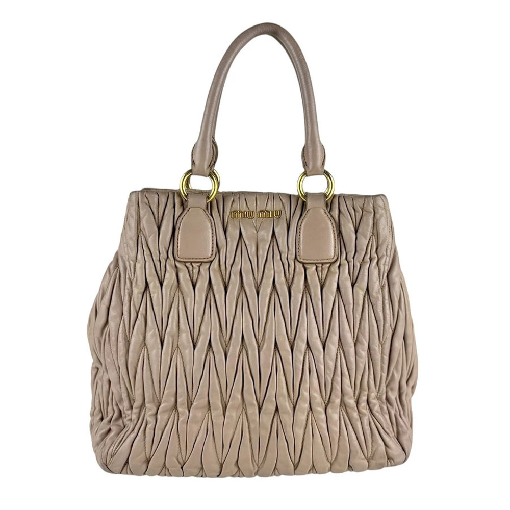 Miu MIu 2way Shoulder Bag Matelasse leather pink beige